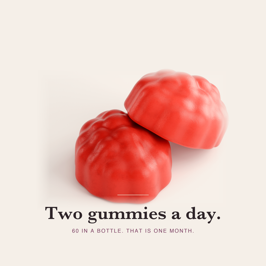 Two gummies a day. Sixty in a bottle, that is one month.